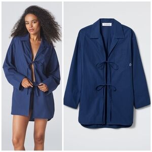 NWT DAPHNE Tied Midnight Blue Over Easy Dress, S